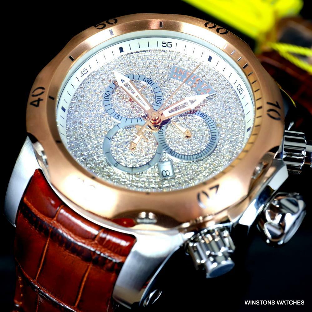 Invicta Reserve Venom Elegant 2.13 CTW Diamond Swiss Mvt Leather 52mm Watch New