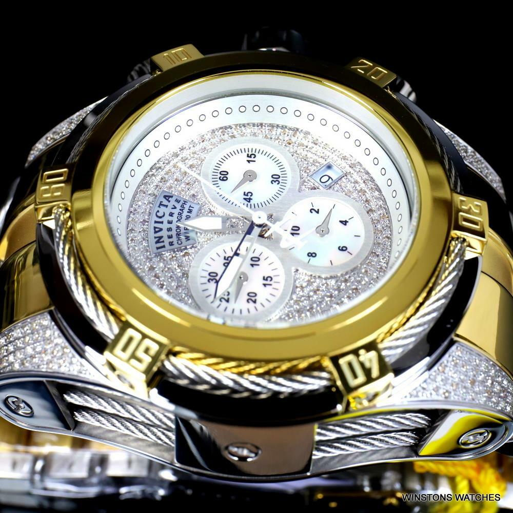 Invicta Reserve Bolt Zeus Diamond 50mm Polished Two Tone Steel Swiss Watch New