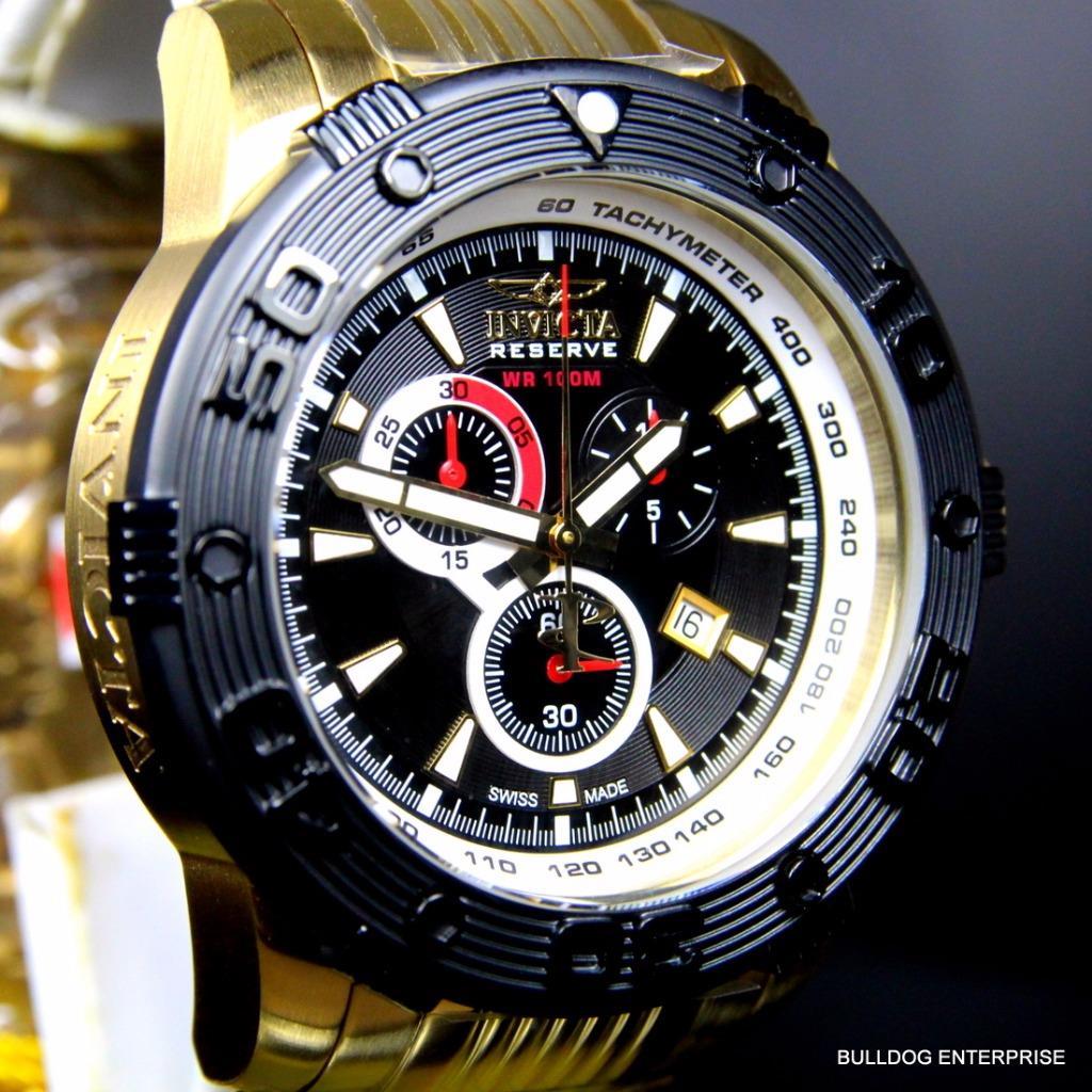 Invicta Reserve Ocean Speedway Gen II Swiss Gold Plated Steel Black Watch New