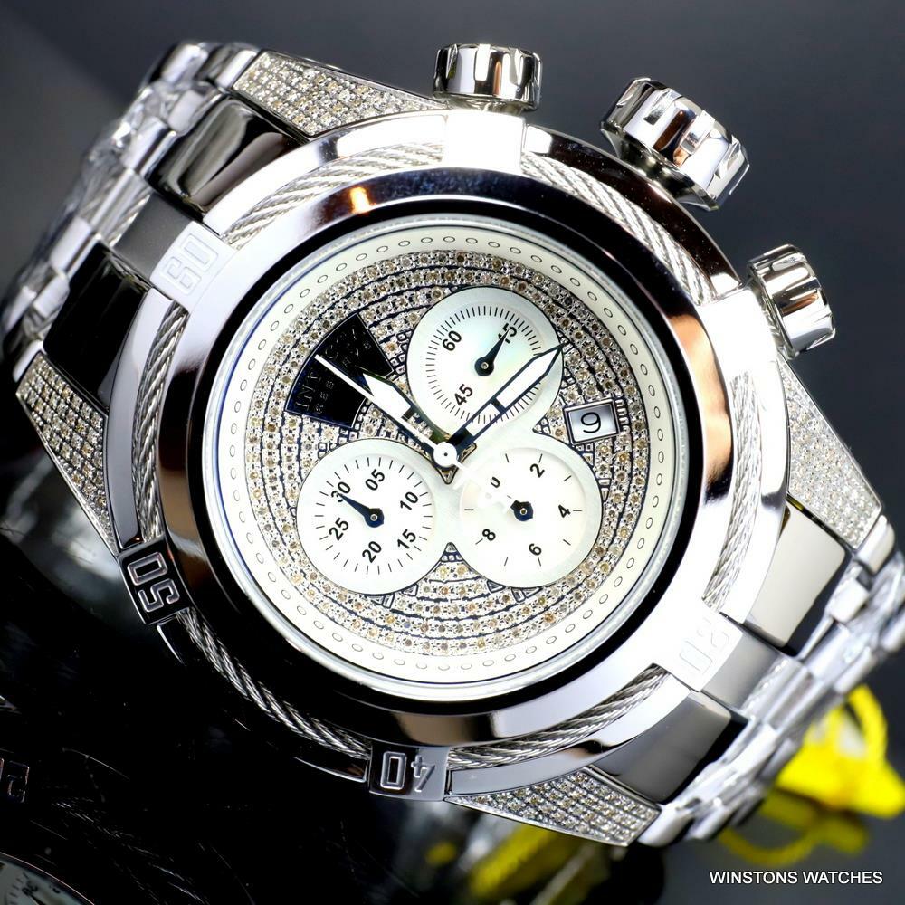 Invicta Reserve Bolt Zeus Diamond 50mm Polished Stainless Steel Swiss Watch New