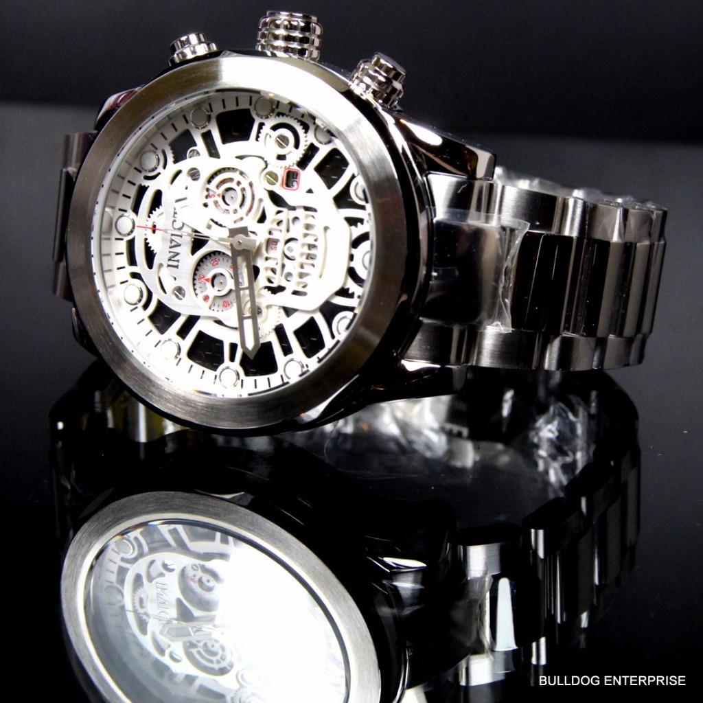 Invicta Corduba Skull Collection Skeletonized Chronograph Steel Silver Watch New