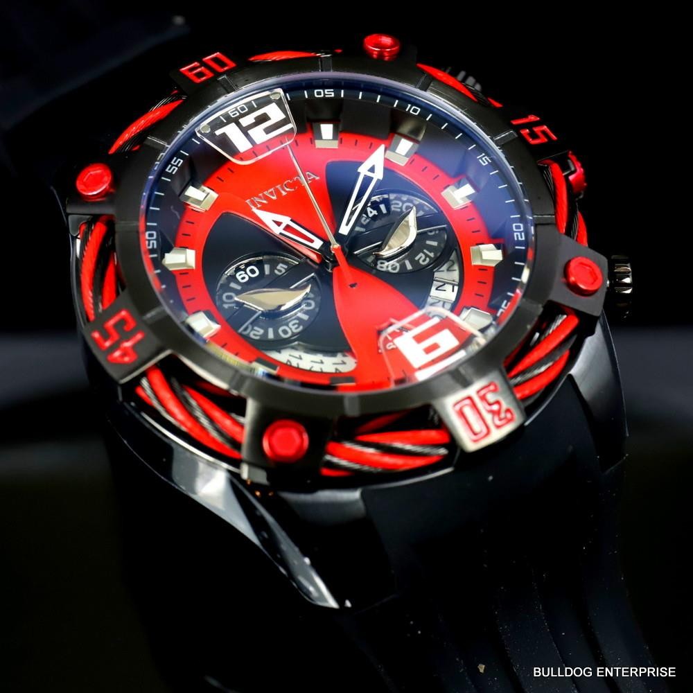 Invicta Bolt Marvel Deadpool Chronograph Red Black Rubber Limited 52mm Watch New