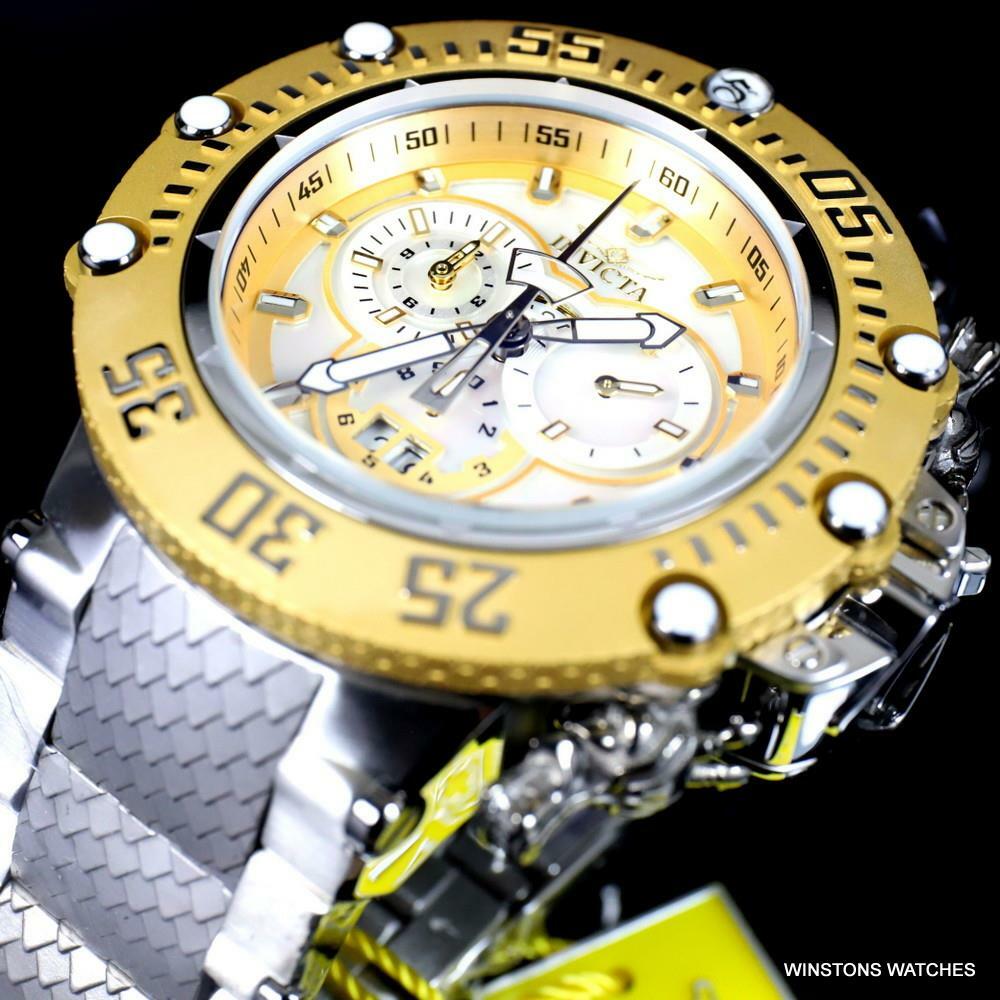 Invicta Subaqua Noma VII Gold Tone MOP Stainless Steel Swiss Mvt Watch 52mm New