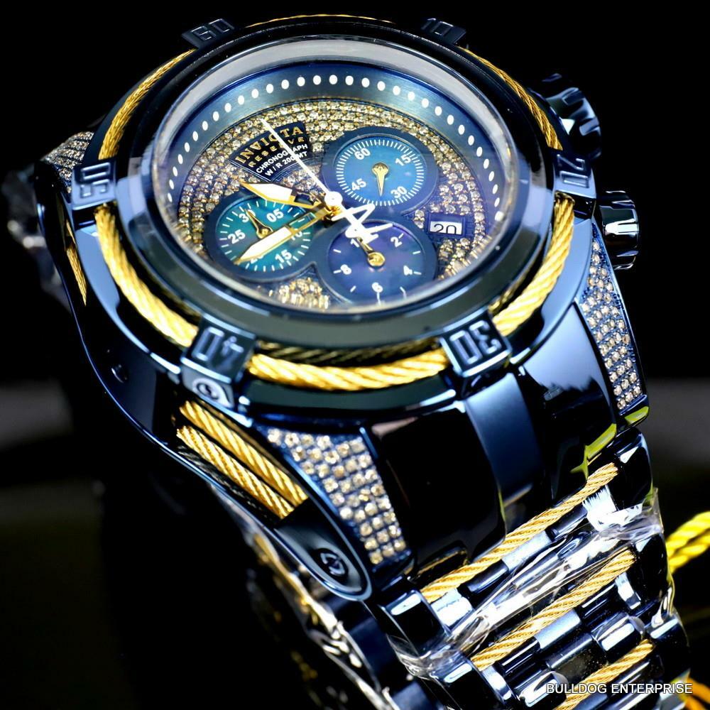 Invicta Bolt Zeus Blue Label 1.31 CTW Diamond Swiss Mvt Steel 52mm Watch New