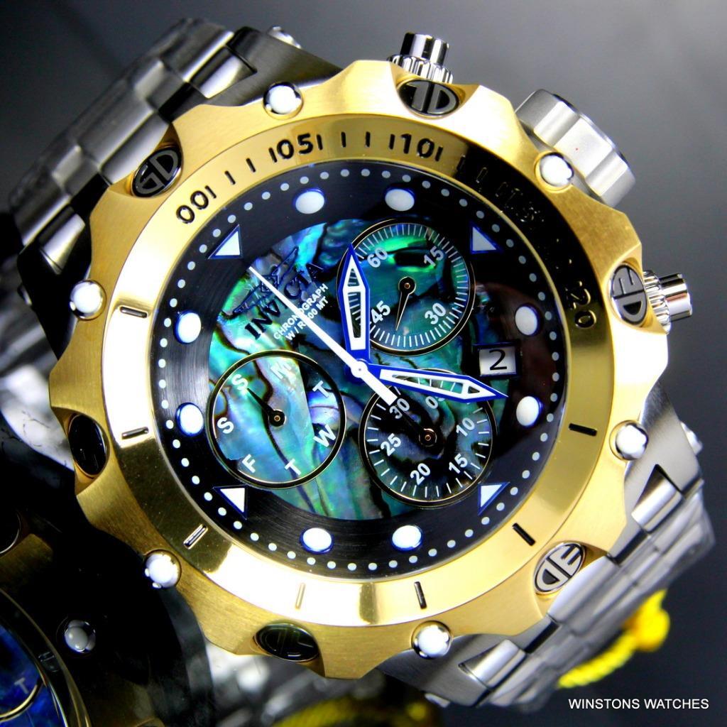 Invicta Reserve Venom Hybrid Abalone Chronograph 54mm Steel Gold Tone Watch New