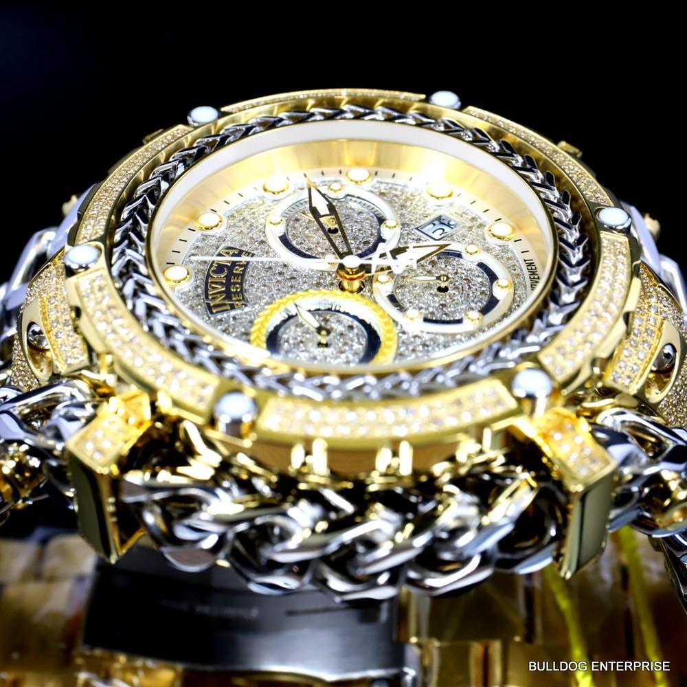 Invicta Reserve Gladiator 2.92CTW Diamond 2 Tone Gold Plate Swiss 61mm Watch New