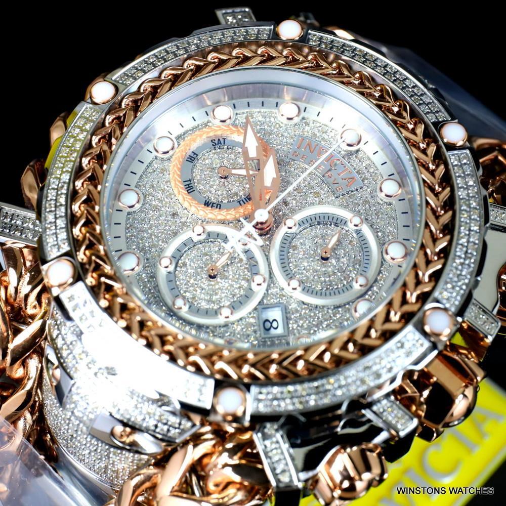 Invicta Reserve Gladiator 2.92CTW Diamond 2 Tone Rose Swiss Steel 61mm Watch New