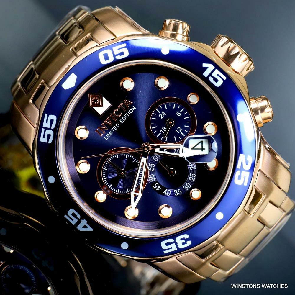 Invicta Pro Diver Scuba Rose Gold Plated Limited Edition 48mm Blue Watch New