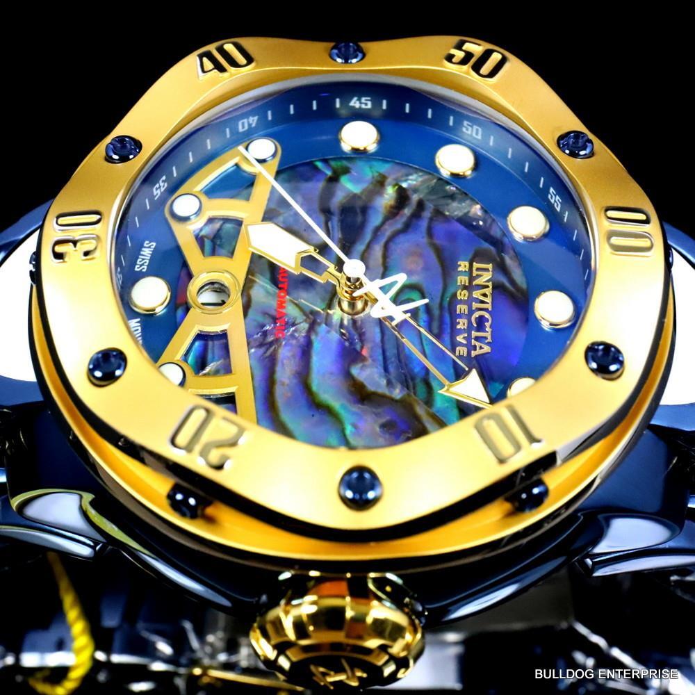 Invicta Reserve Kraken Swiss R150 Automatic Abalone Blue Steel Watch 52mm New