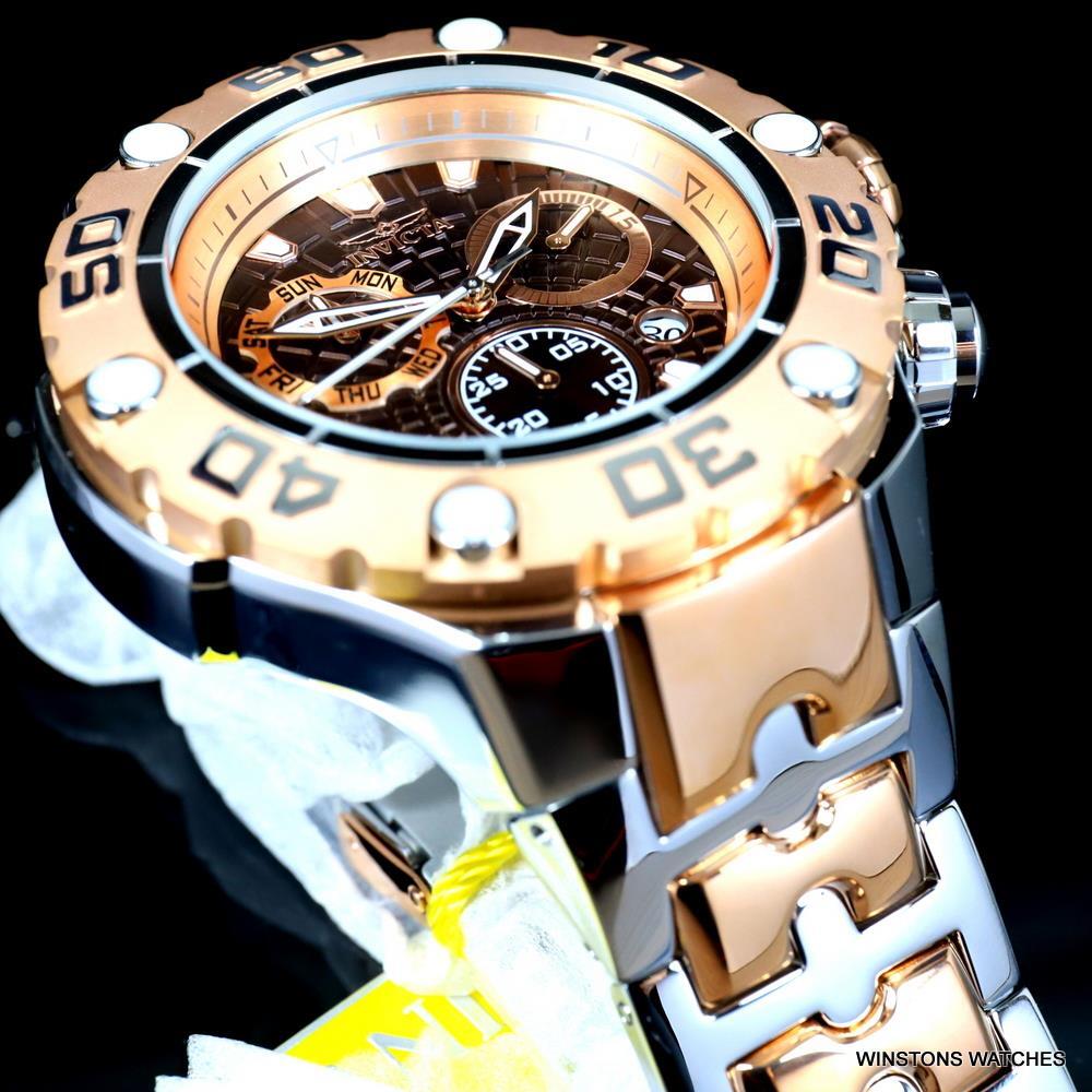 Invicta Excursion High Polish Rose Gold Steel Swiss Mvt 57mm Brown Watch New