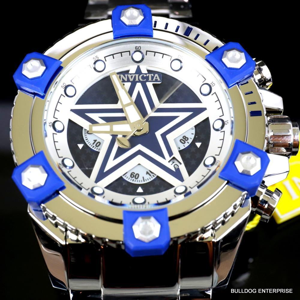 Invicta NFL Dallas Cowboys Grand Octane 63mm Stainless Steel Chrono Watch New