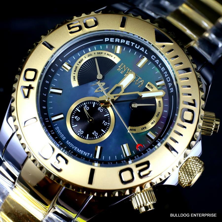 Invicta Reserve Pro Diver Swiss Mvt Black MOP Two Tone Steel 47mm New Watch