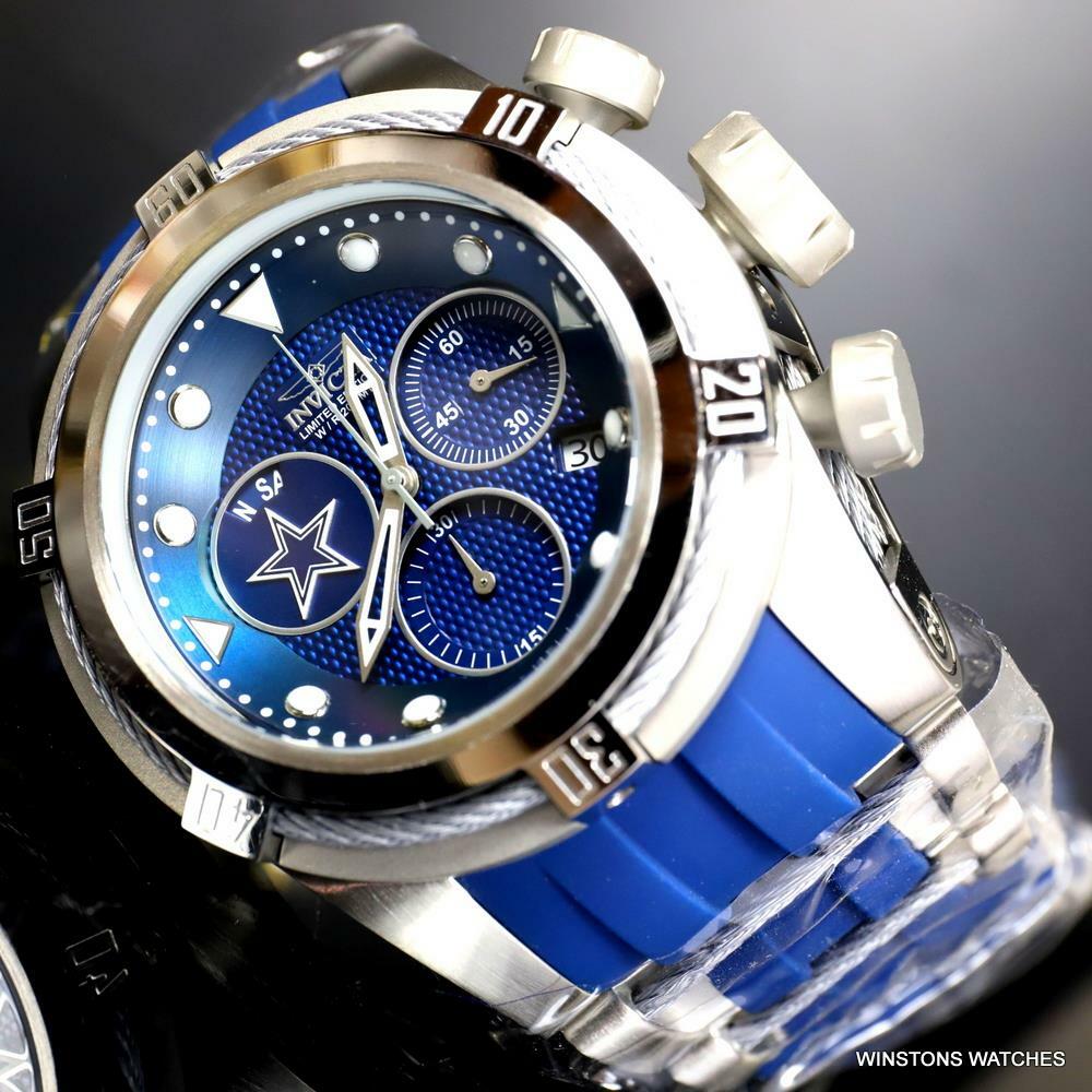 Invicta NFL Bolt Zeus Dallas Cowboys Chronograph Swiss Mvt Blue 52mm Watch New