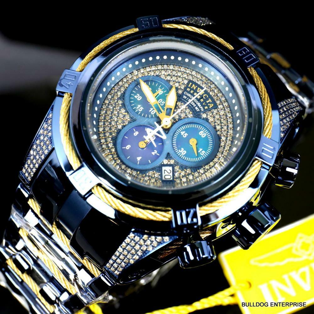 Invicta Bolt Zeus Blue Label 1.31 CTW Diamond Swiss Mvt Steel 52mm Watch New