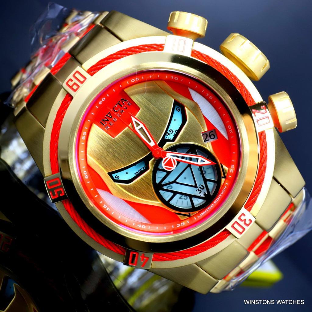 Invicta Reserve Bolt Zeus Marvel Iron Man 52mm Steel Swiss Mvt Blue Watch New