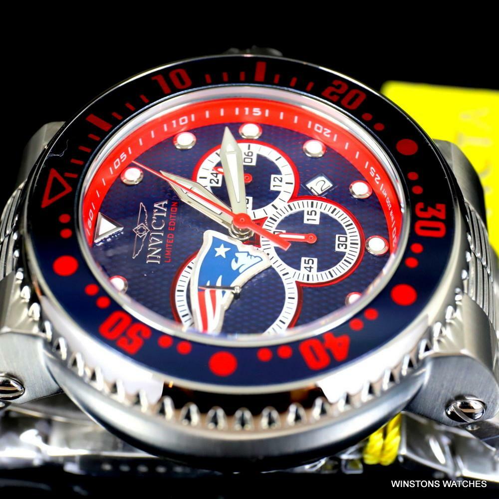 Invicta NFL Grand Pro Diver New England Patriots Blue Chronograph 52mm Watch New