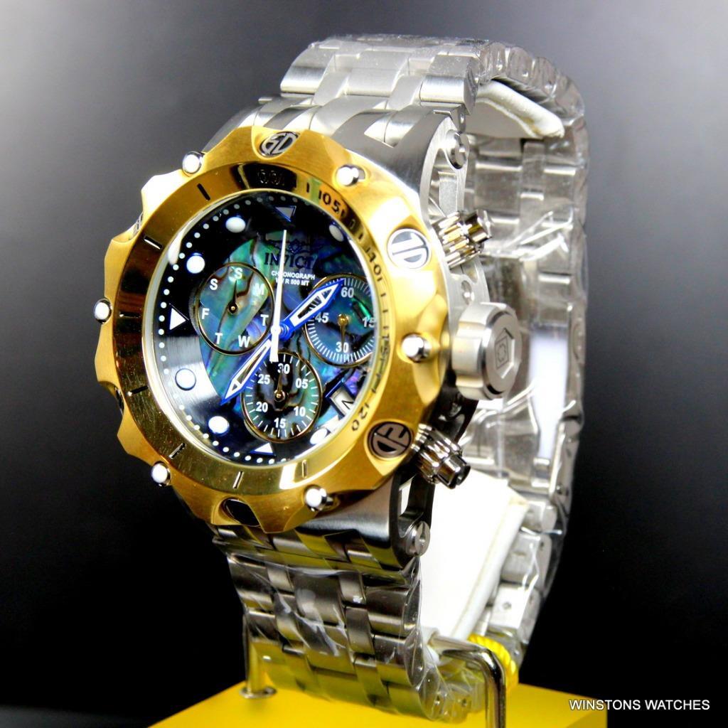 Invicta Reserve Venom Hybrid Abalone Chronograph 54mm Steel Gold Tone Watch New