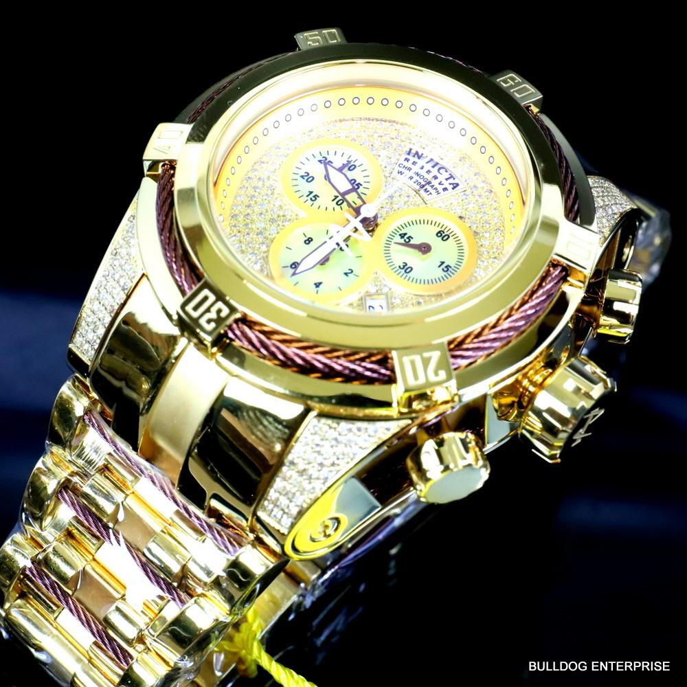 Invicta Reserve Bolt Zeus 1.31 CTW Diamond Gold Plated Steel Swiss Mvt Watch New