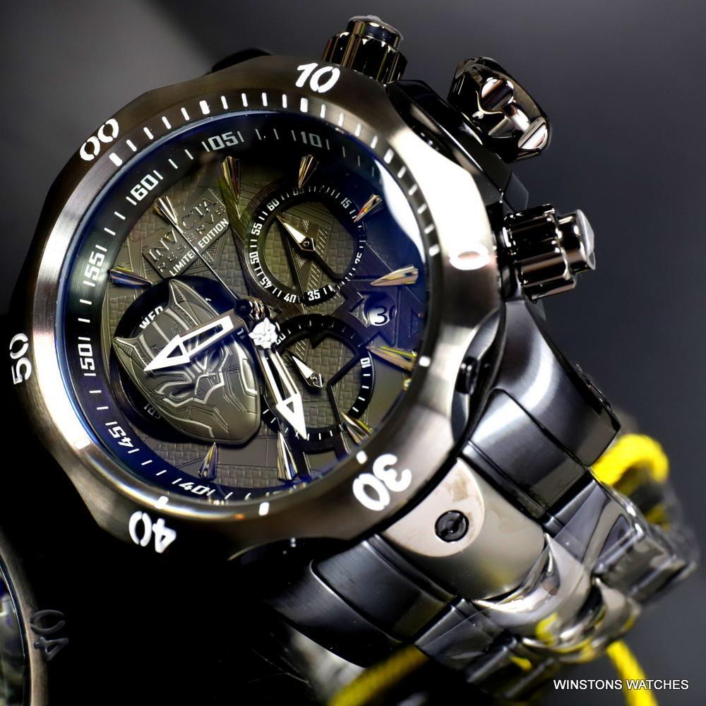 Invicta Marvel Black Panther Reserve Venom 52mm Steel Swiss Mvt Chrono Watch New