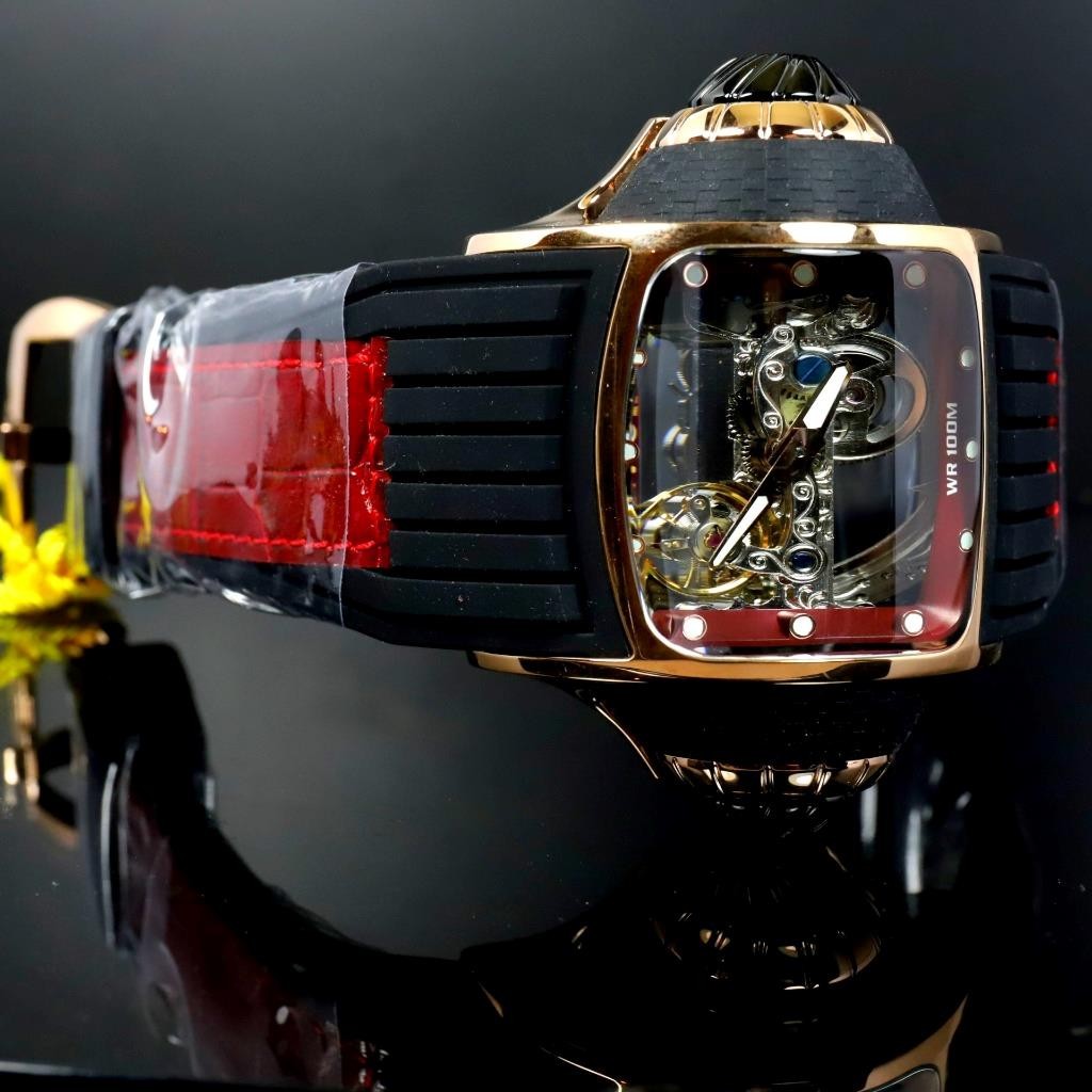 Invicta Vintage Ghost Bridge Automatic Skeletonized Rose Gold Red 68mm Watch New