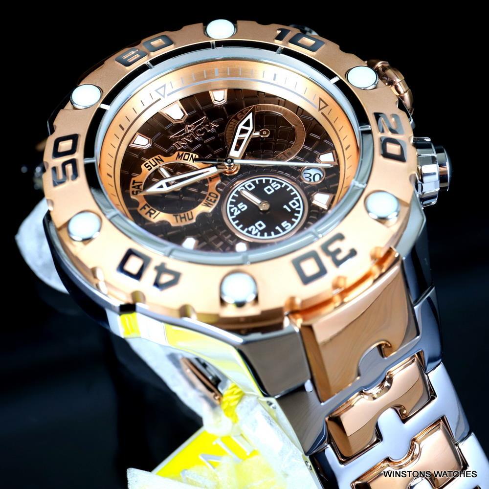 Invicta Excursion High Polish Rose Gold Steel Swiss Mvt 57mm Brown Watch New
