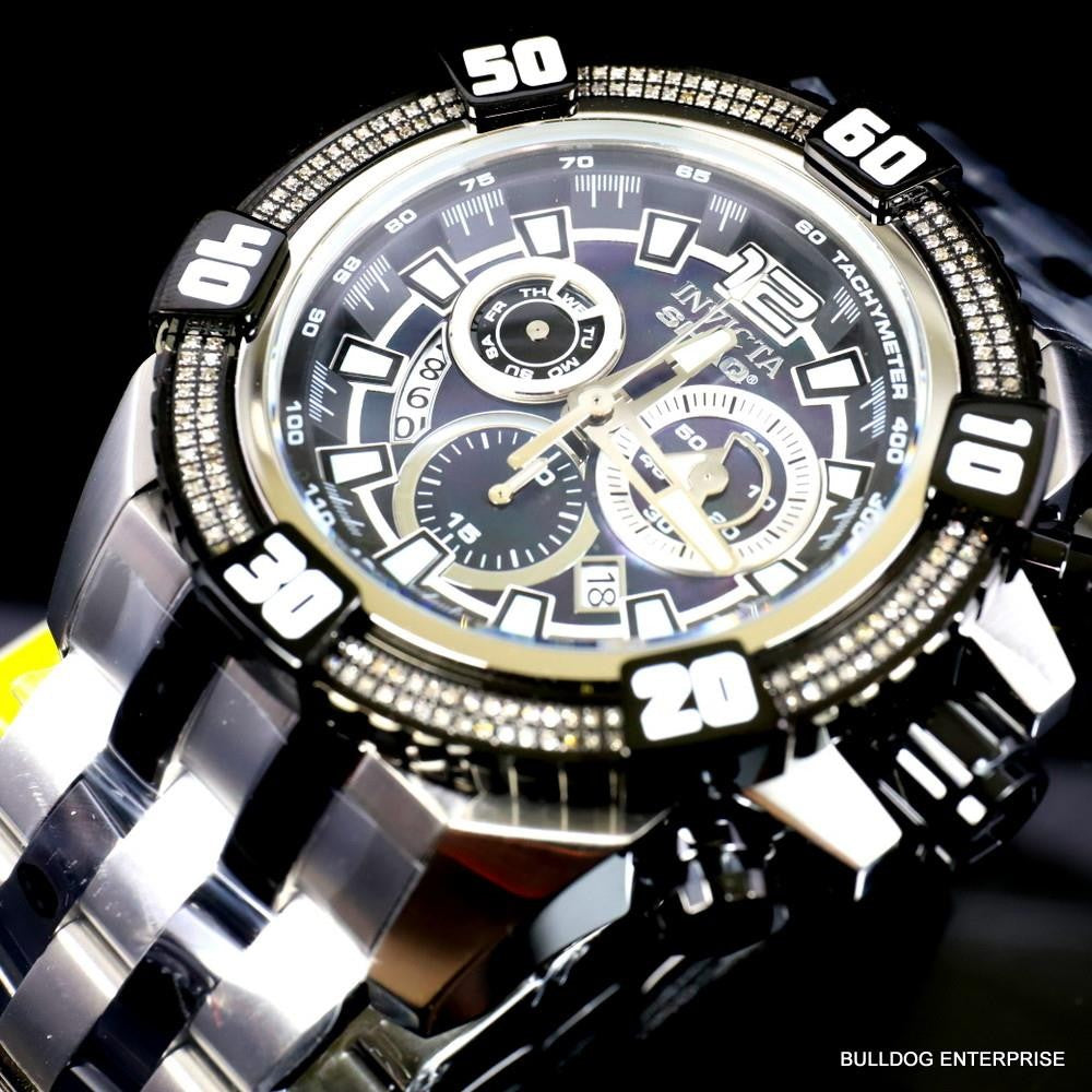 Invicta Shaq Grand Octane .75 CTW Diamond Black MOP Swiss 63mm Steel Watch New
