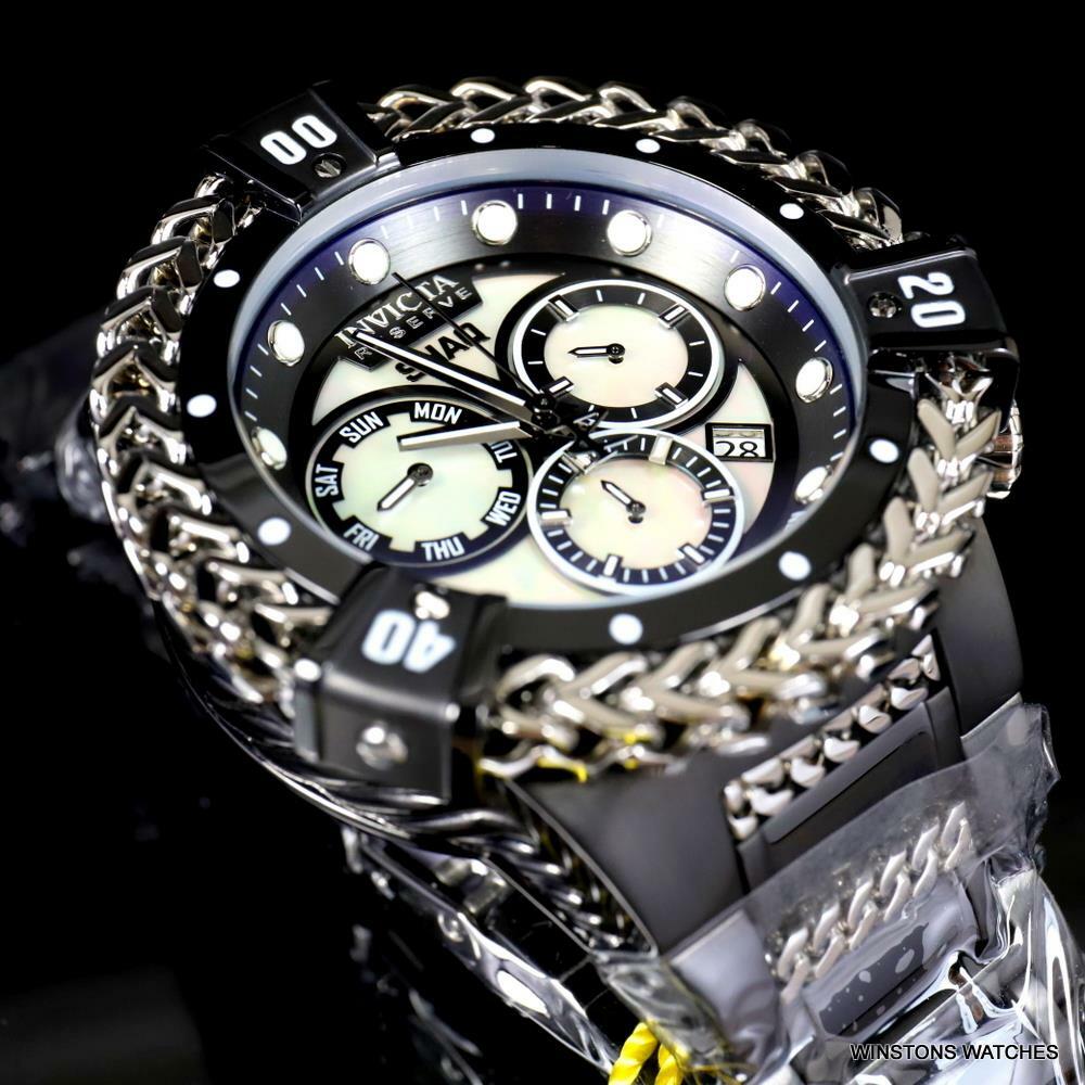 Invicta Reserve Shaq Hercules White MOP Black Steel Swiss Mvt Watch 56mm New