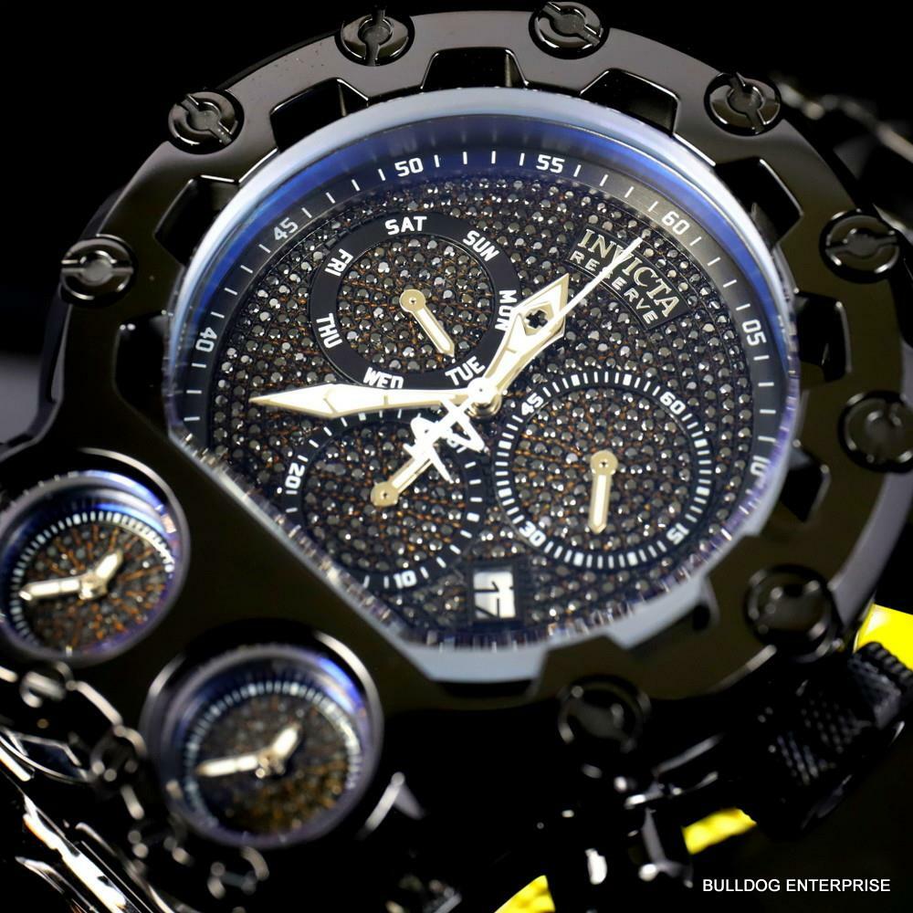 Invicta Bolt Magnum Tria 2.5 CTW Black Diamond Steel Swiss Chrono 52mm Watch New