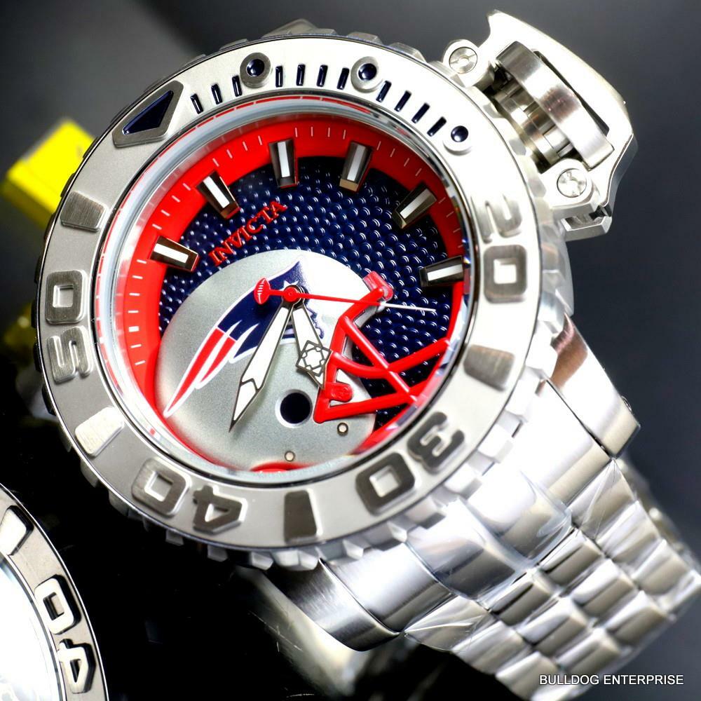 Invicta Sea Hunter Gen II NFL New England Patriots 70mm Steel Auto Watch New