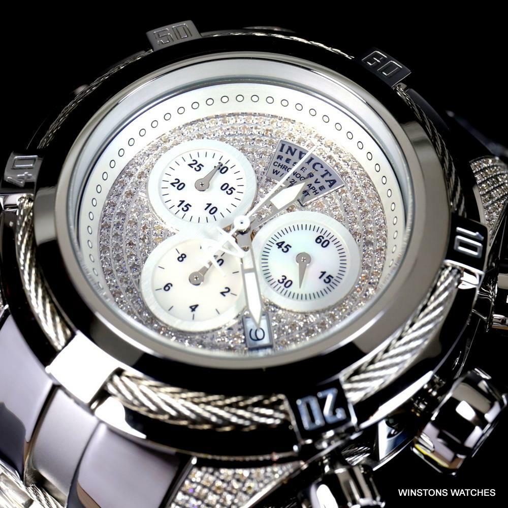 Invicta Reserve Bolt Zeus Diamond 50mm Polished Stainless Steel Swiss Watch New