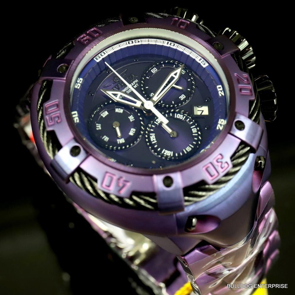 Invicta Thunderbolt Purple Stainless Steel 52mm Swiss Mvt Chronograph Watch New