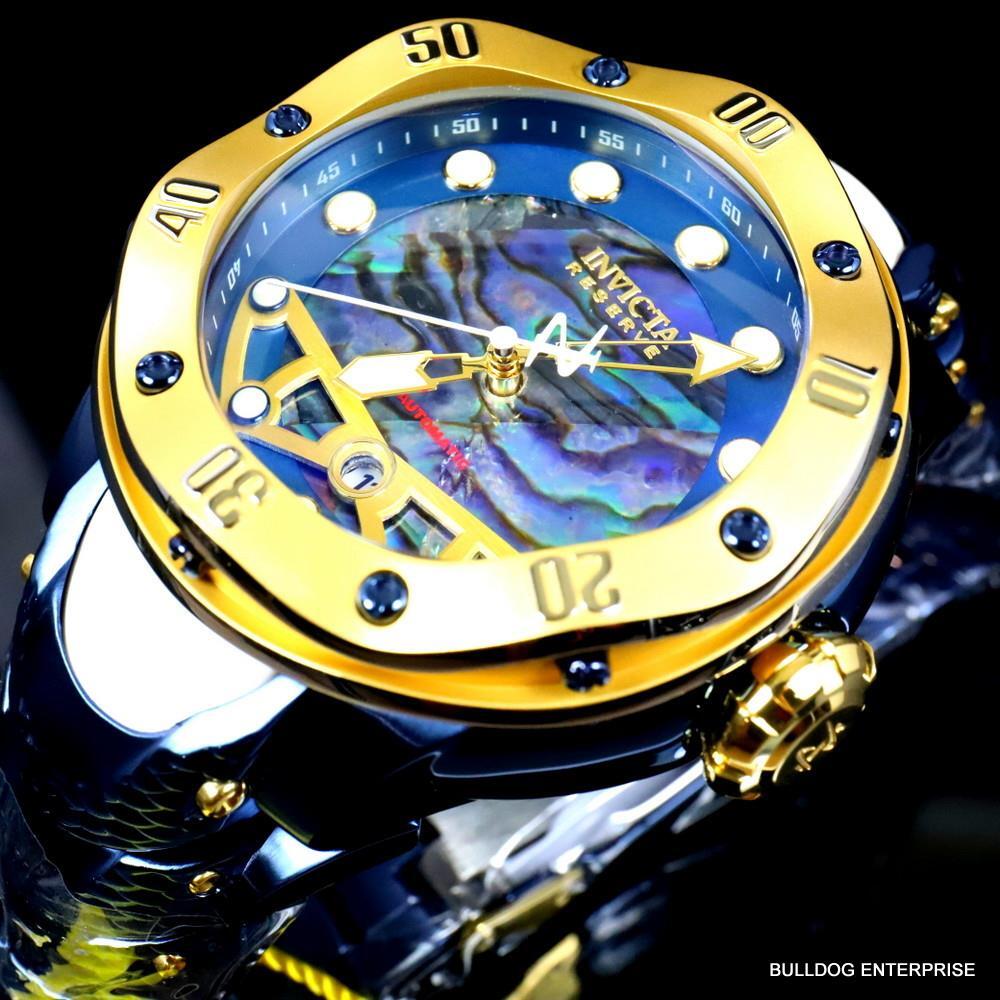 Invicta Reserve Kraken Swiss R150 Automatic Abalone Blue Steel Watch 52mm New