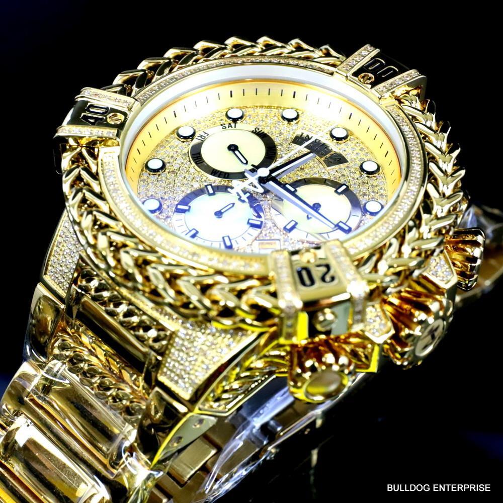 Invicta Reserve Bolt Hercules 2.26 CTW Diamond Gold Plated Steel Swiss Watch New