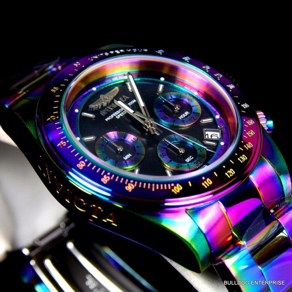 Invicta Speedway Iridescent Chronograph Black Mother of Pearl 40mm Watch New