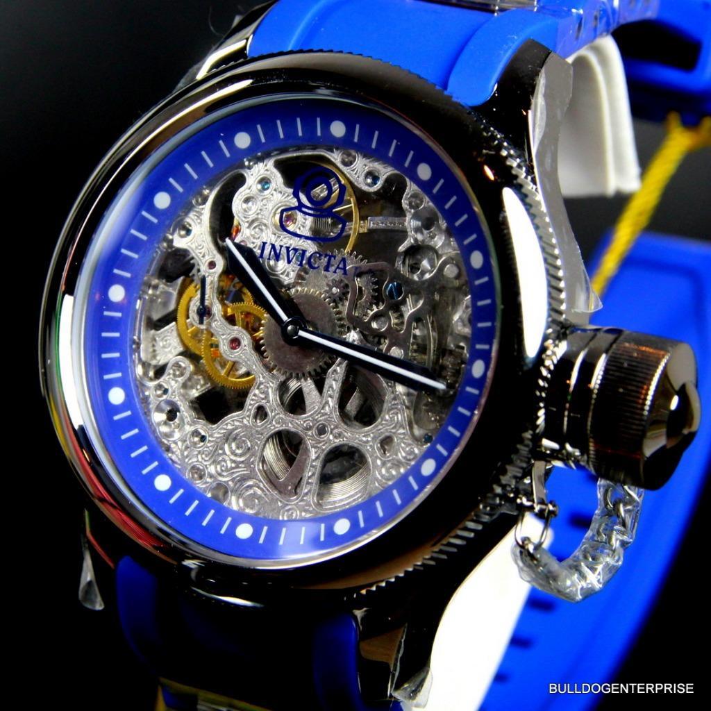 Invicta Russian Diver Skeleton Exhibition Blue 52mm Mechanical Rubber Watch New