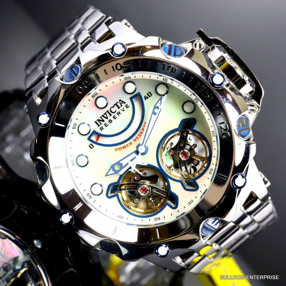 Invicta Reserve Venom Fusion Double Open Heart Automatic Steel MOP Watch New