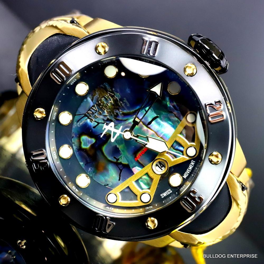 Invicta Reserve Kraken Swiss R150 Automatic Abalone Gold Plated Watch 52mm New