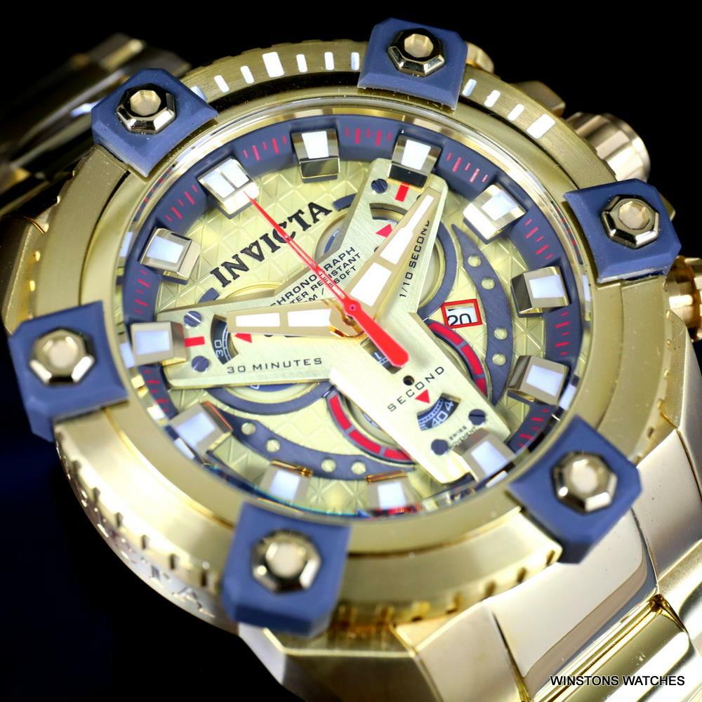 Invicta Grand Octane Coalition Forces 63mm Gold Plated Swiss Mvt Watch New