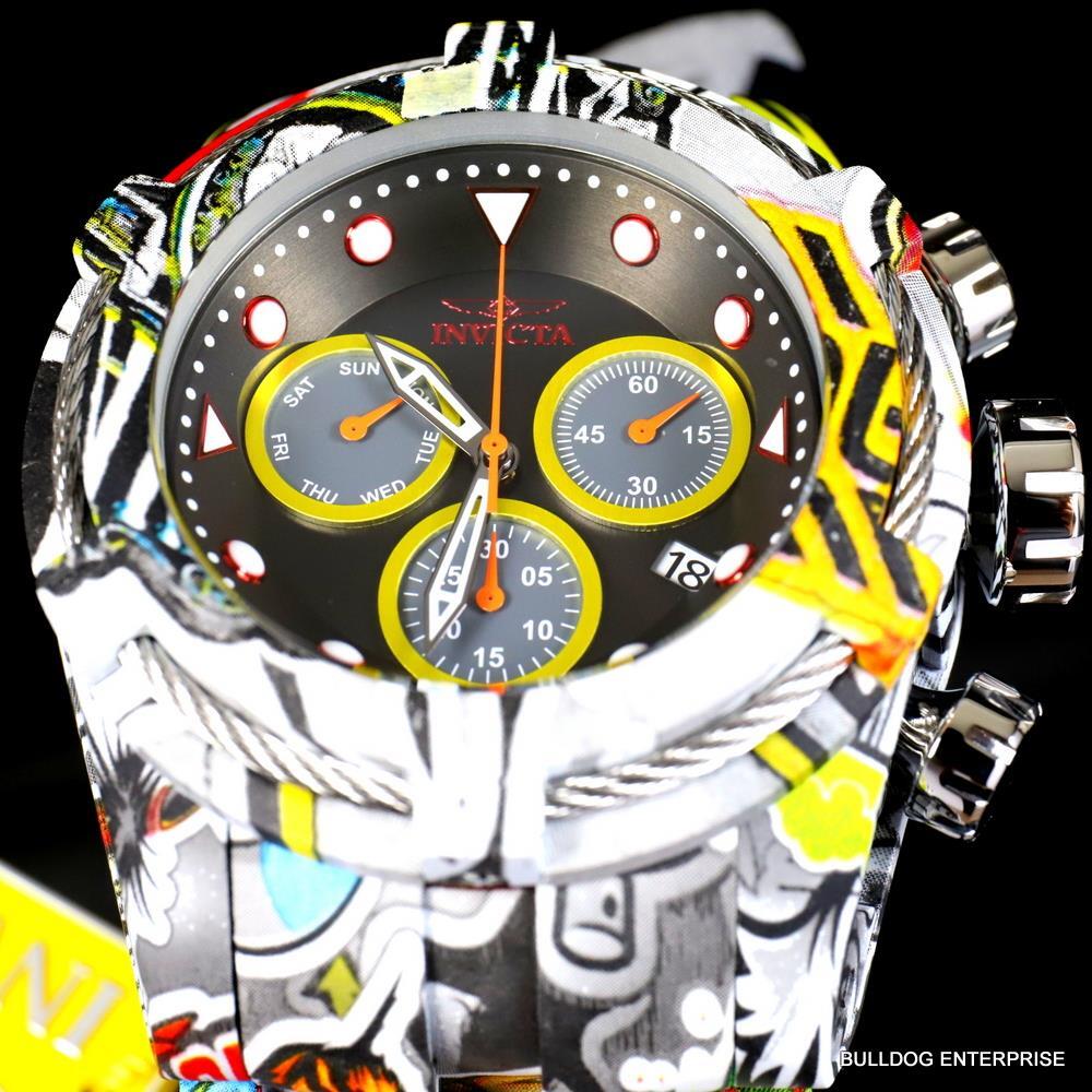 Invicta Bolt Zeus Graffiti Hydroplated Steel Black Chronograph 52mm Watch New