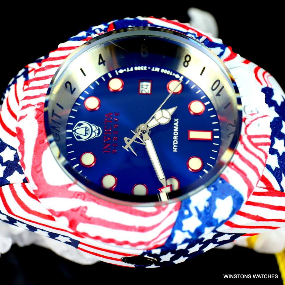 Invicta Reserve Hydromax Hydroplated USA Flag Stars Stripes 52mm Swiss Watch New