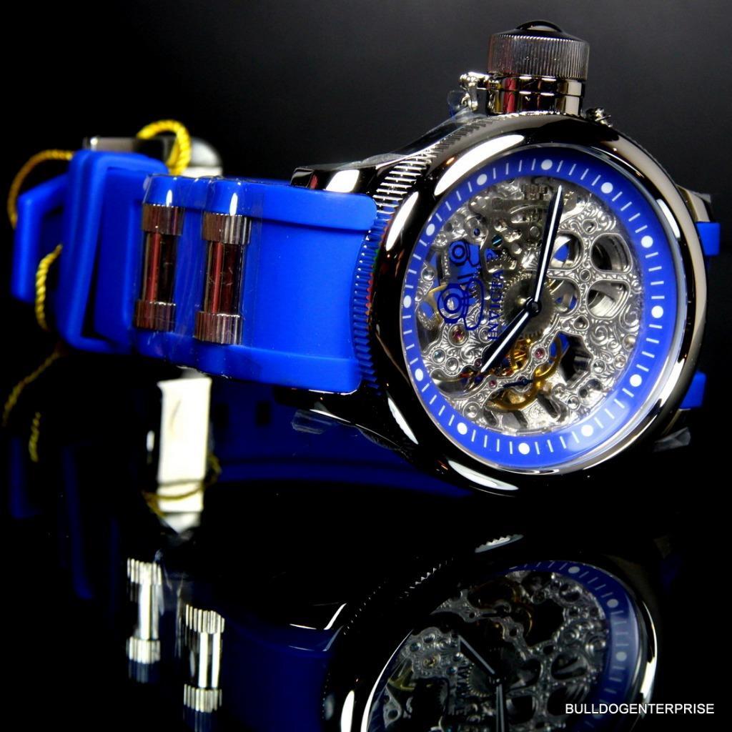 Invicta Russian Diver Skeleton Exhibition Blue 52mm Mechanical Rubber Watch New