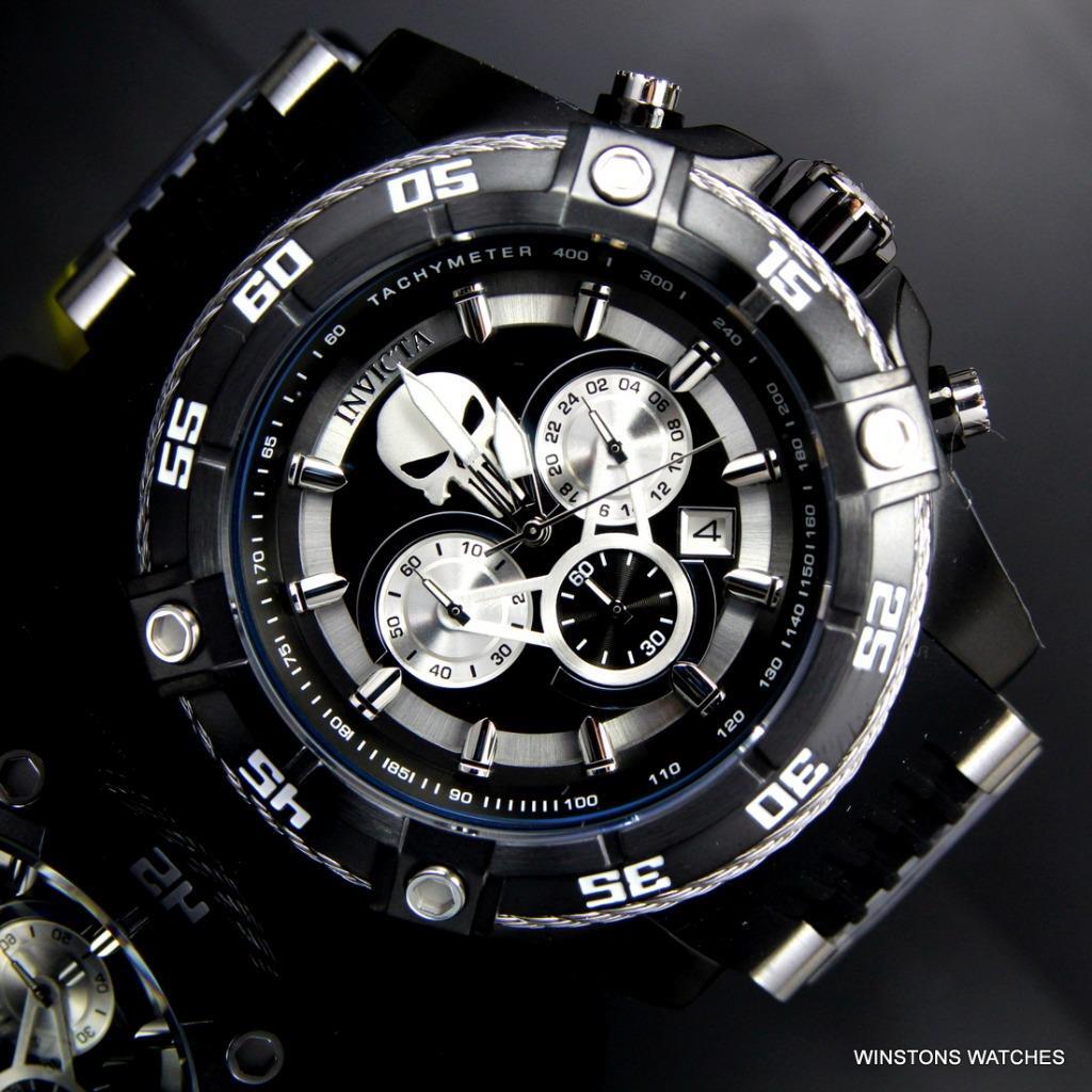 Invicta Marvel Punisher Bolt Viper 52mm Chronograph Black Limited Ed Watch New