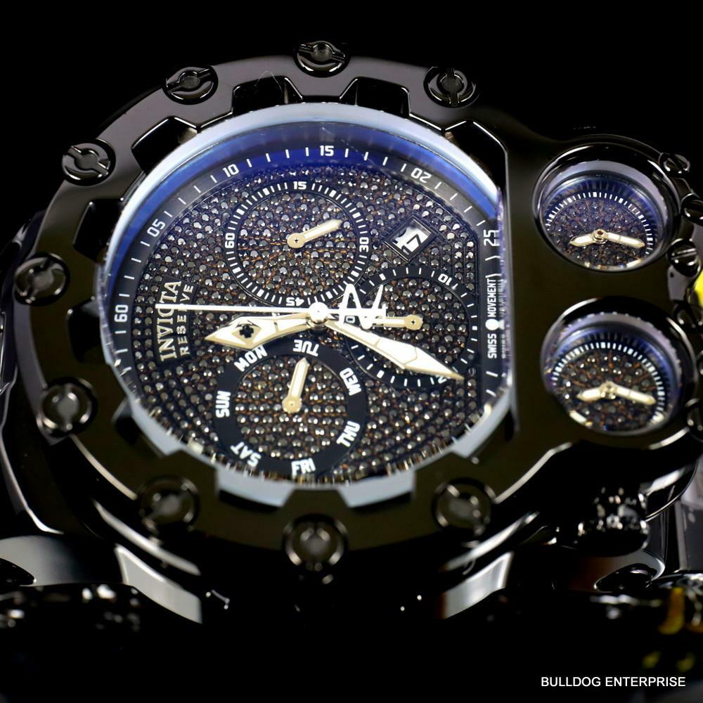 Invicta Bolt Magnum Tria 2.5 CTW Black Diamond Steel Swiss Chrono 52mm Watch New