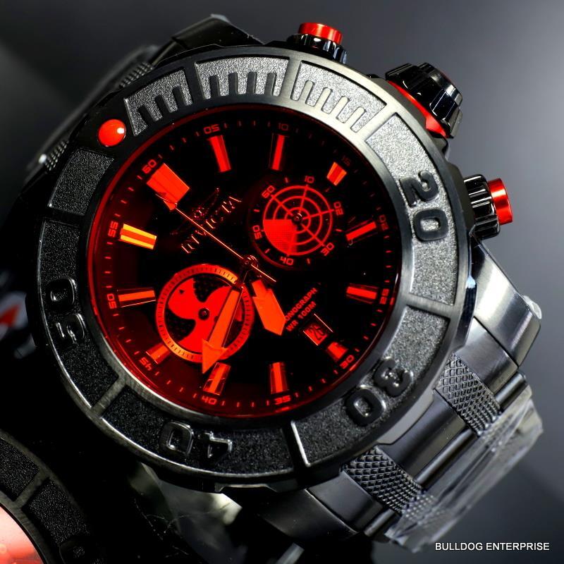 Invicta Coalition Forces Sonar Radar Black Stainless Steel Red 58mm Chrono New