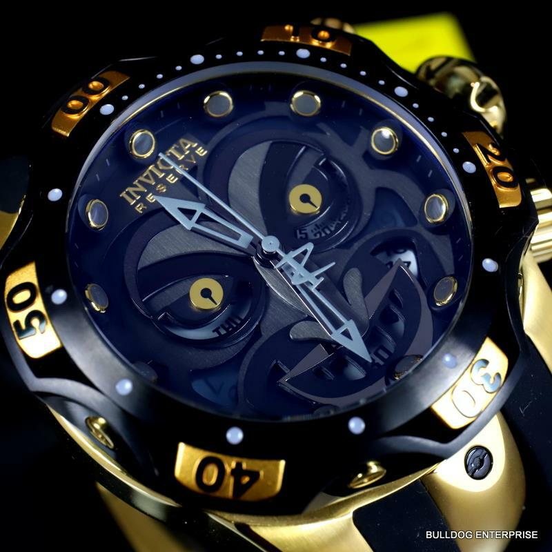 Invicta Reserve Venom DC Comics Joker Gold Plated Black 52mm Swiss Mvt Watch New