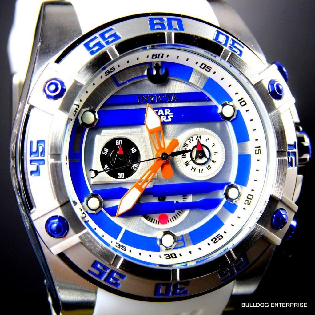 Invicta R2D2 Star Wars Chronograph Limited Edition White 52mm Silicone Watch New