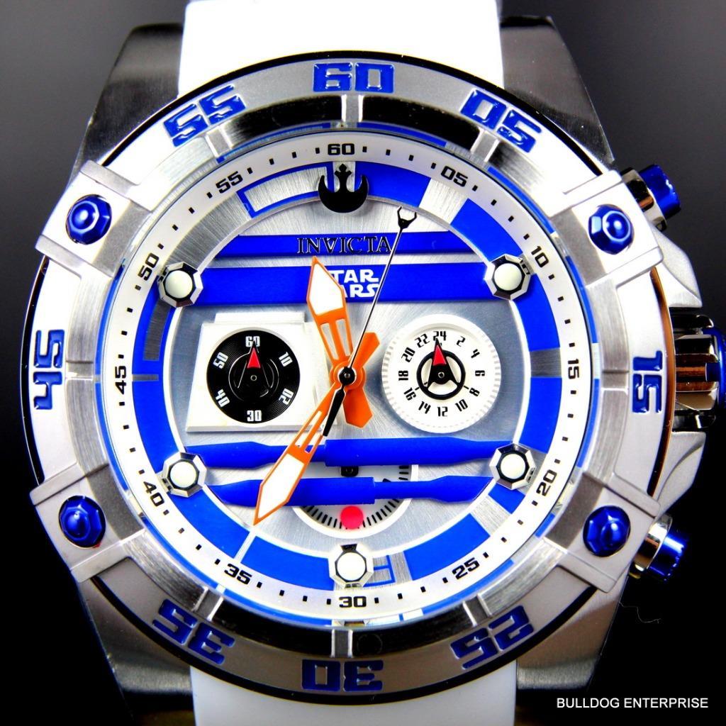 Invicta R2D2 Star Wars Chronograph Limited Edition White 52mm Silicone Watch New