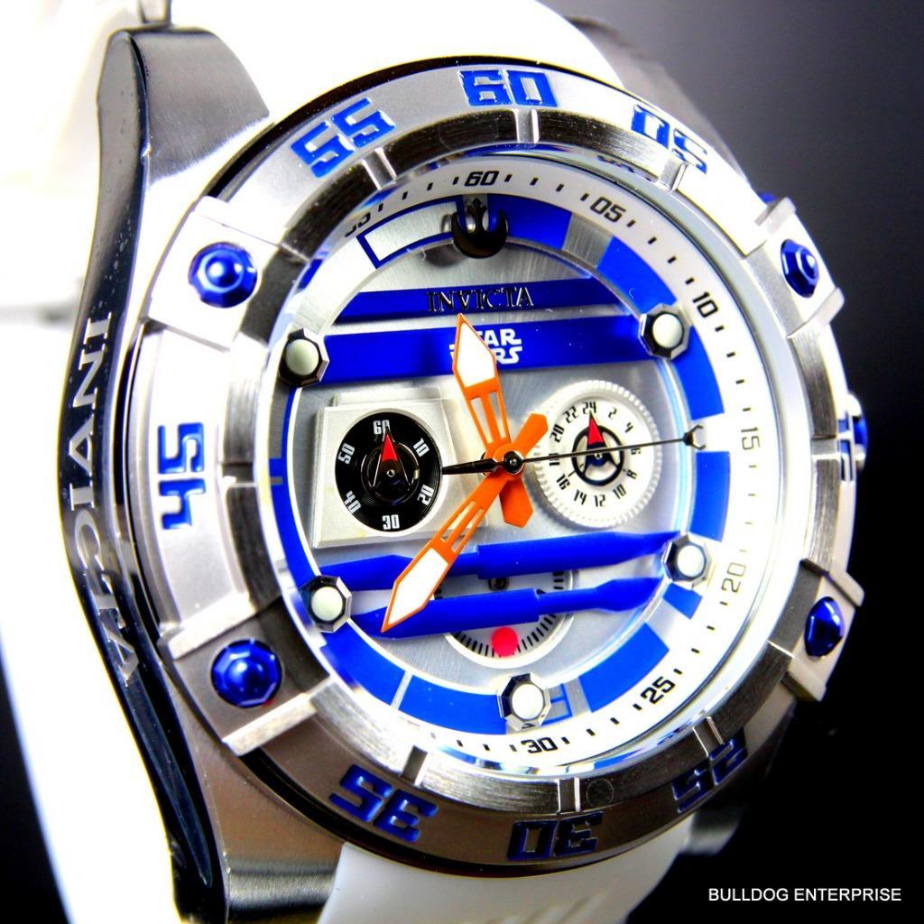 Invicta R2D2 Star Wars Chronograph Limited Edition White 52mm Silicone Watch New