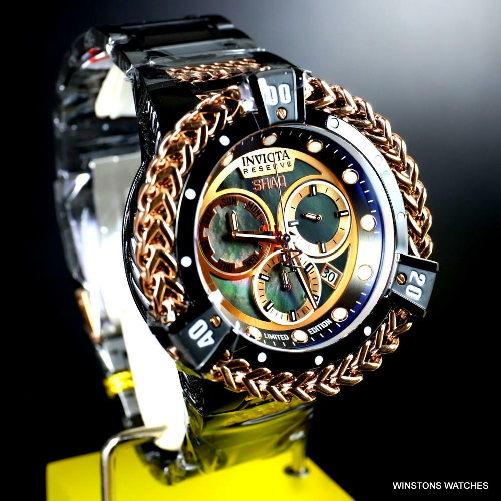 Invicta Reserve Shaq Hercules Black MOP Steel Rose Gold Swiss Mvt Watch 56mm New