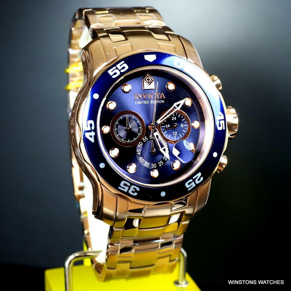 Invicta Pro Diver Scuba Rose Gold Plated Limited Edition 48mm Blue Watch New